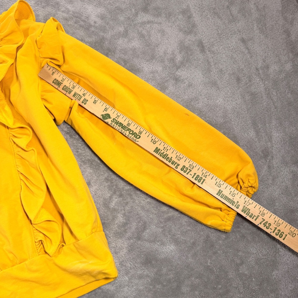 Ann Taylor Sweatshirt Womens L Yellow Ruffle Trim French Terry 547431 - Picture 3 of 9
